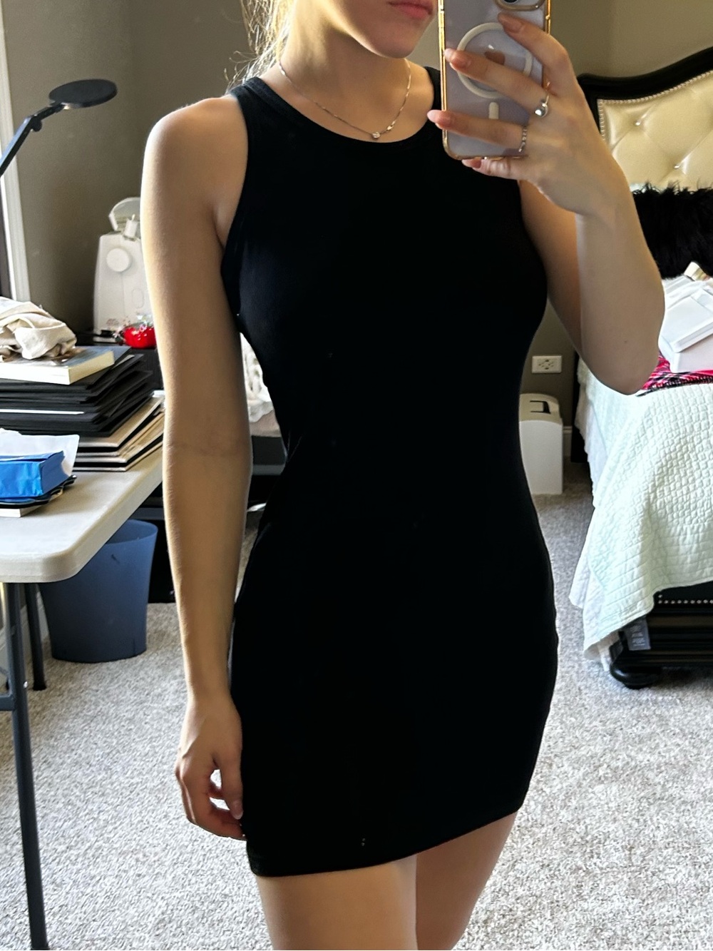 Classic Black Sleeveless Bodycon ribbed Dress